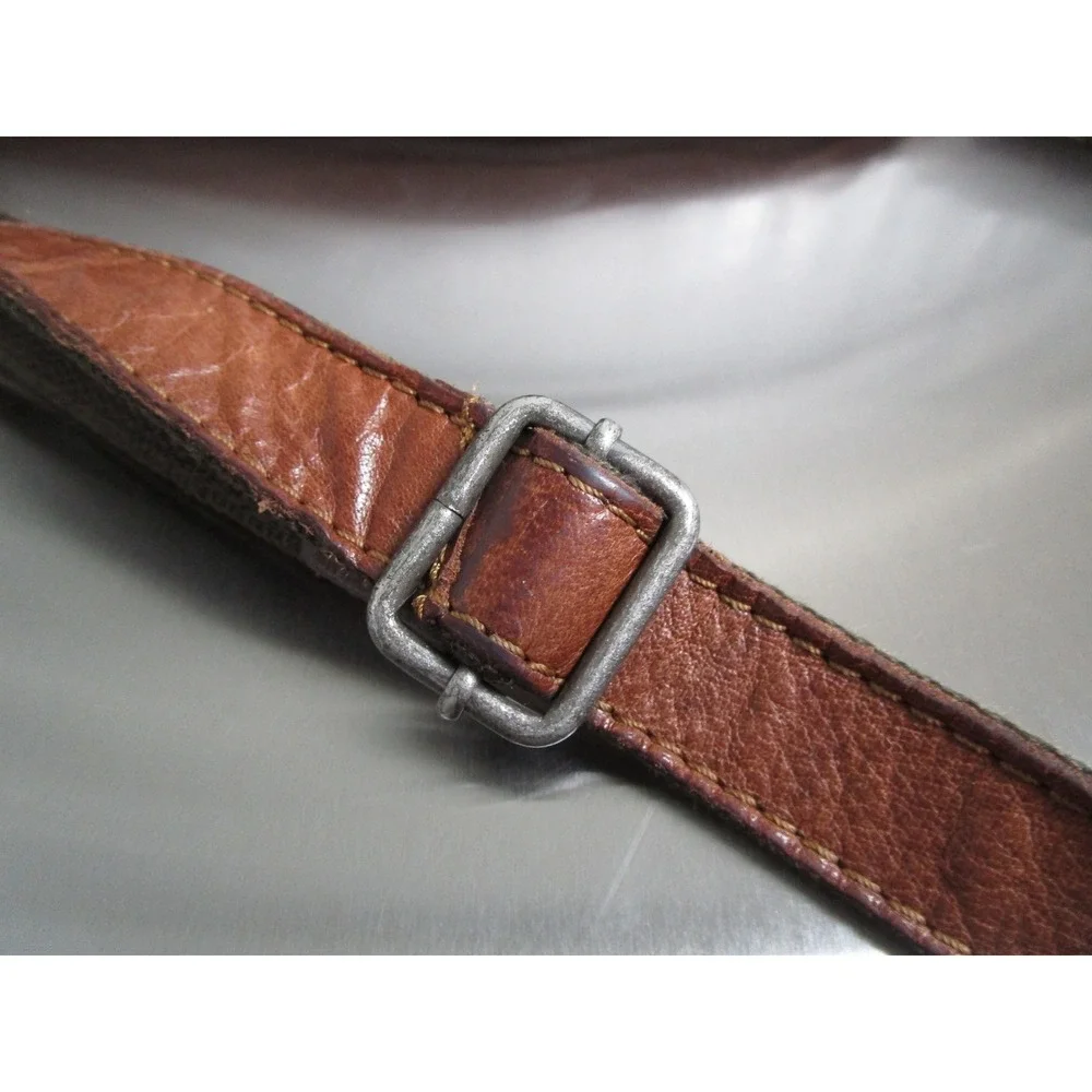 Jack Georges Brown Pebbled Leather Crossbody Bag Vintage Style Shoulder Purse